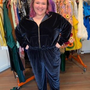 Fabletics Navy Velour Jumpsuit